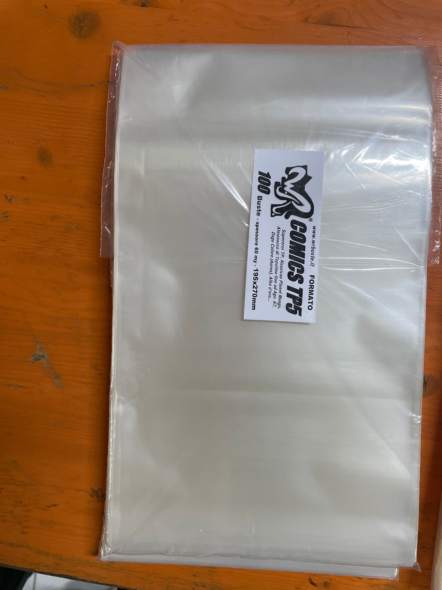 COMICS TP5 195 x 270 mm WR BUSTE 100 Buste Protettive per fumetti